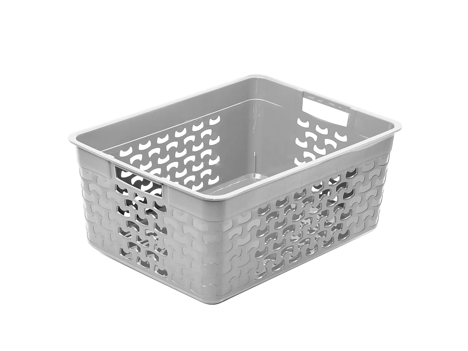 Panier de rangement ajouré en plastique gris clair 33x25,2x14,9 cm