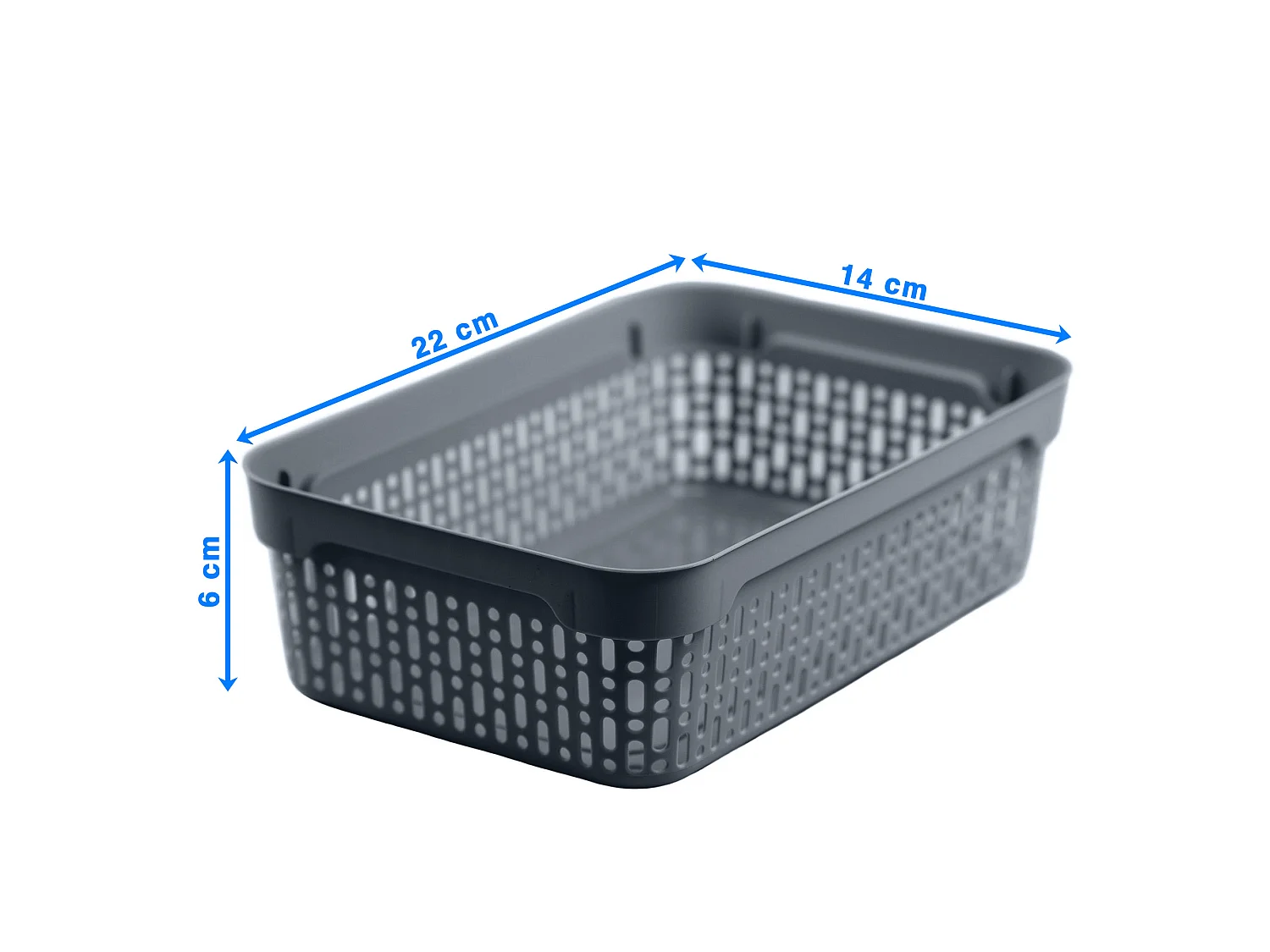 Panier ajouré en plastique pour cosmétiques gris 22x14x6 cm