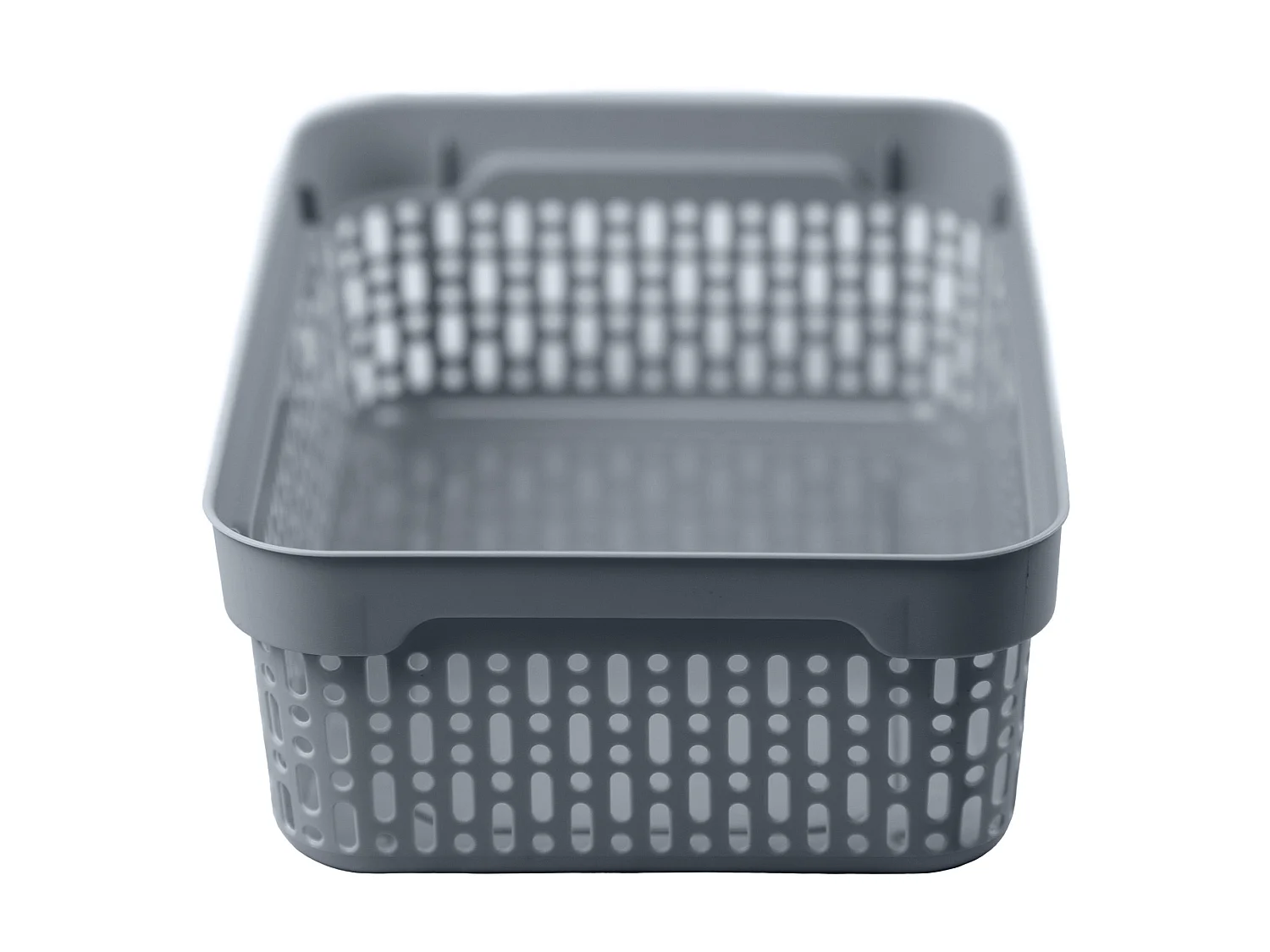 Panier ajouré en plastique pour cosmétiques gris 22x14x6 cm