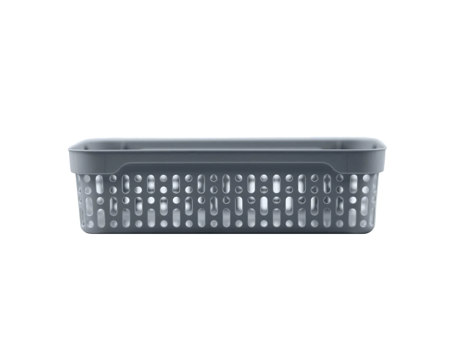Panier ajouré en plastique pour cosmétiques gris 22x14x6 cm