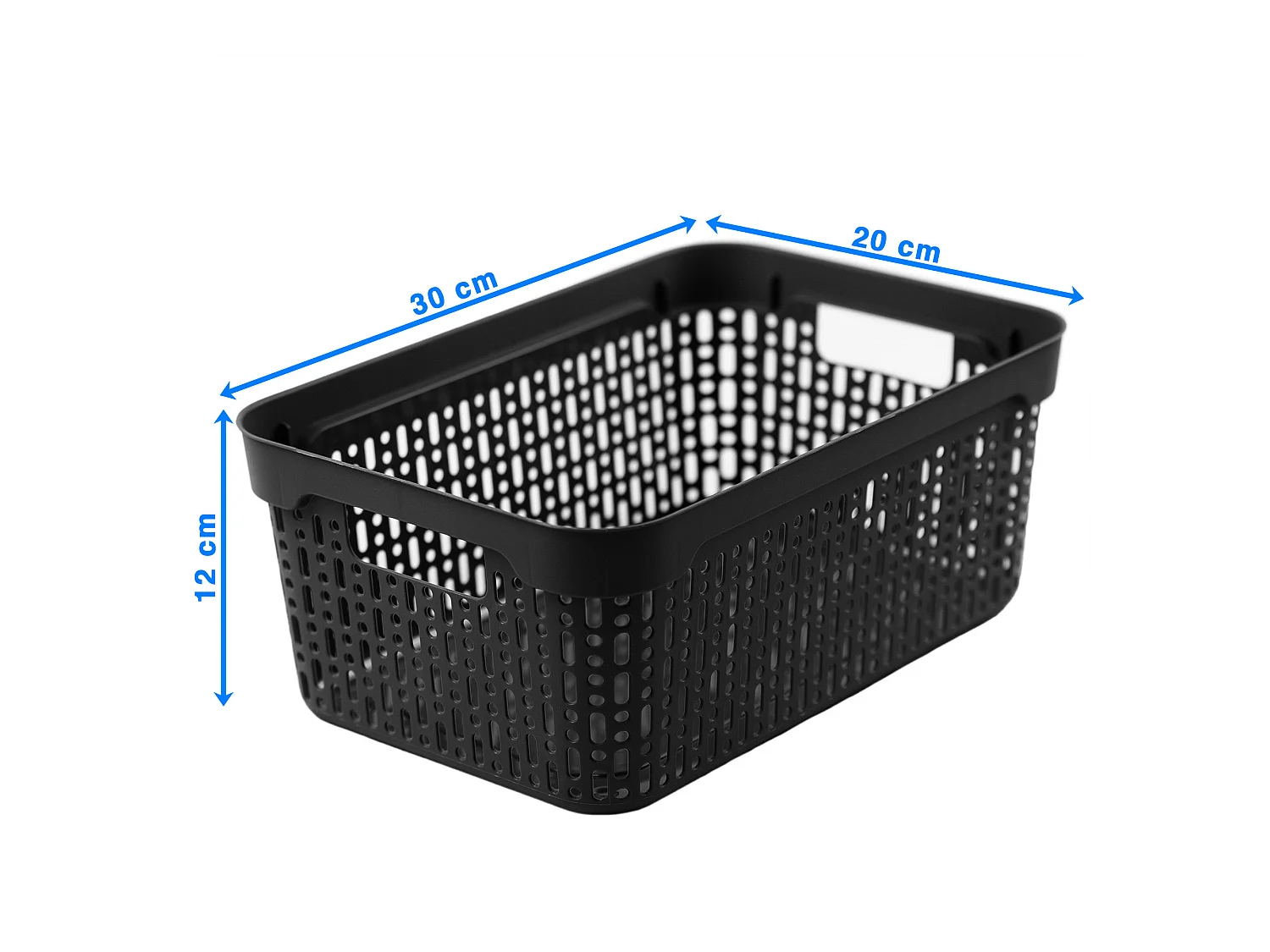 Panier ajouré en plastique avec couvercle pour cosmétiques noir 30x20x12 cm