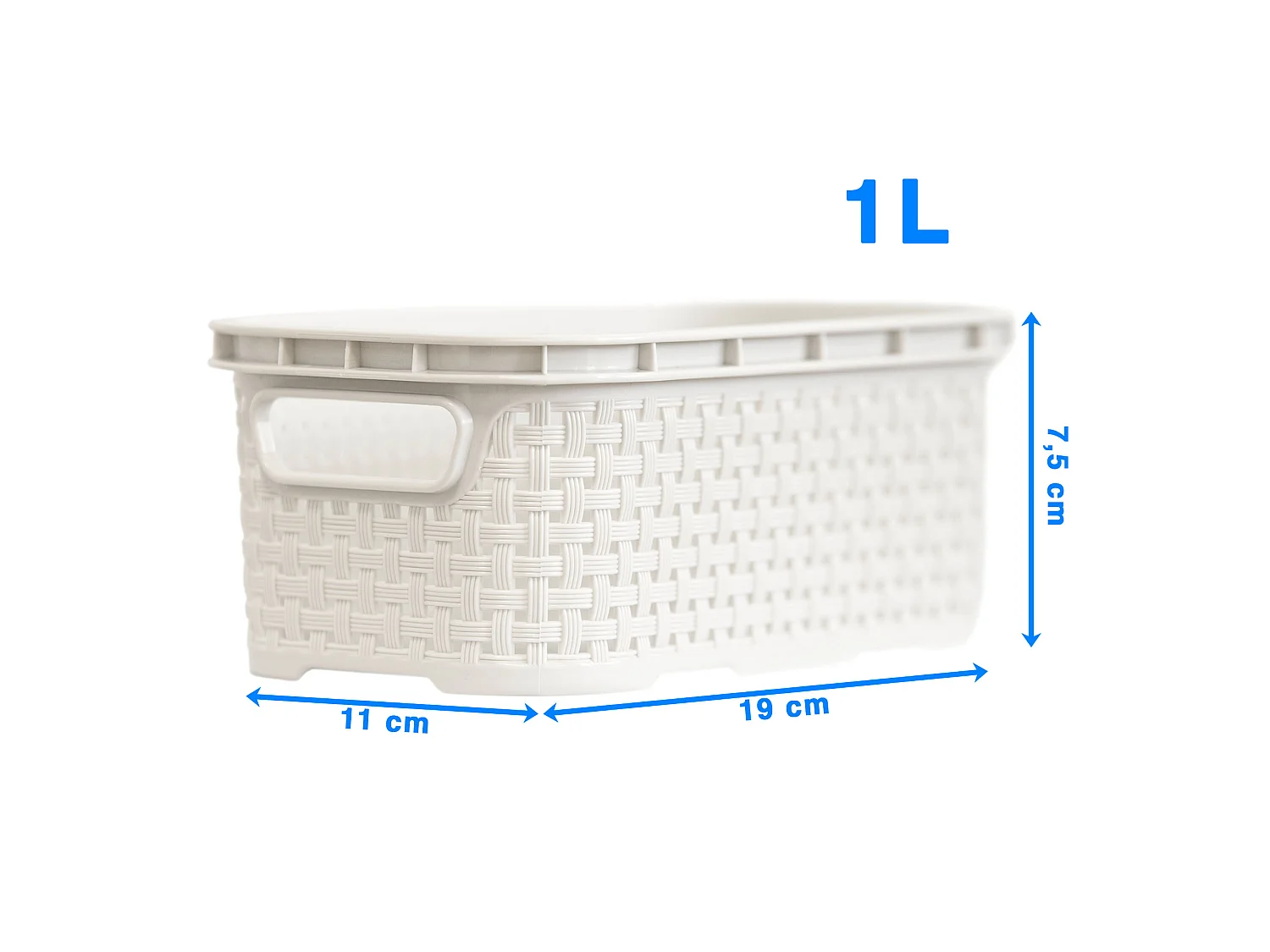 Panier imitation rotin en plastique blanc 1 L 19x11x7,5 cm