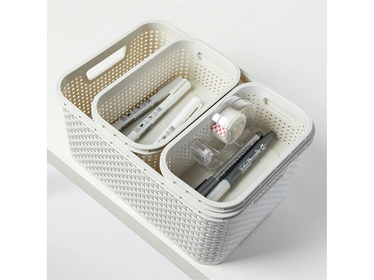 Panier imitation rotin en plastique blanc 1 L 19x11x7,5 cm