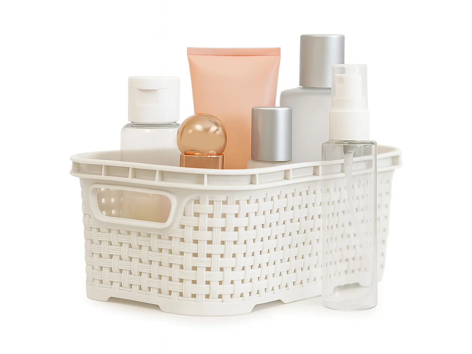 Panier imitation rotin en plastique blanc 1 L 19x11x7,5 cm