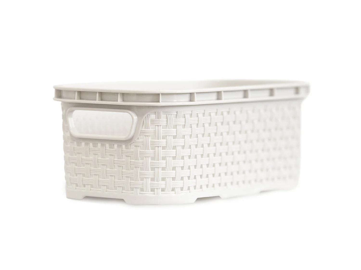 Panier imitation rotin en plastique blanc 1 L 19x11x7,5 cm