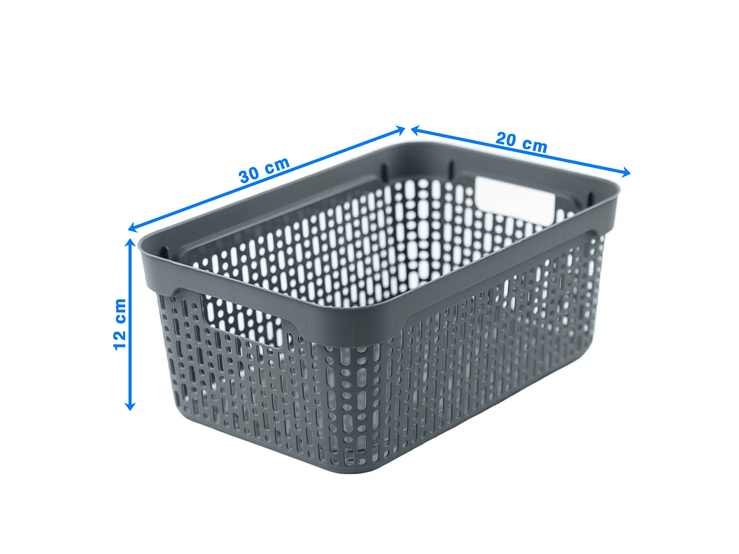 Panier ajouré en plastique pour cosmétiques avec couvercle gris 30x20x12 cm