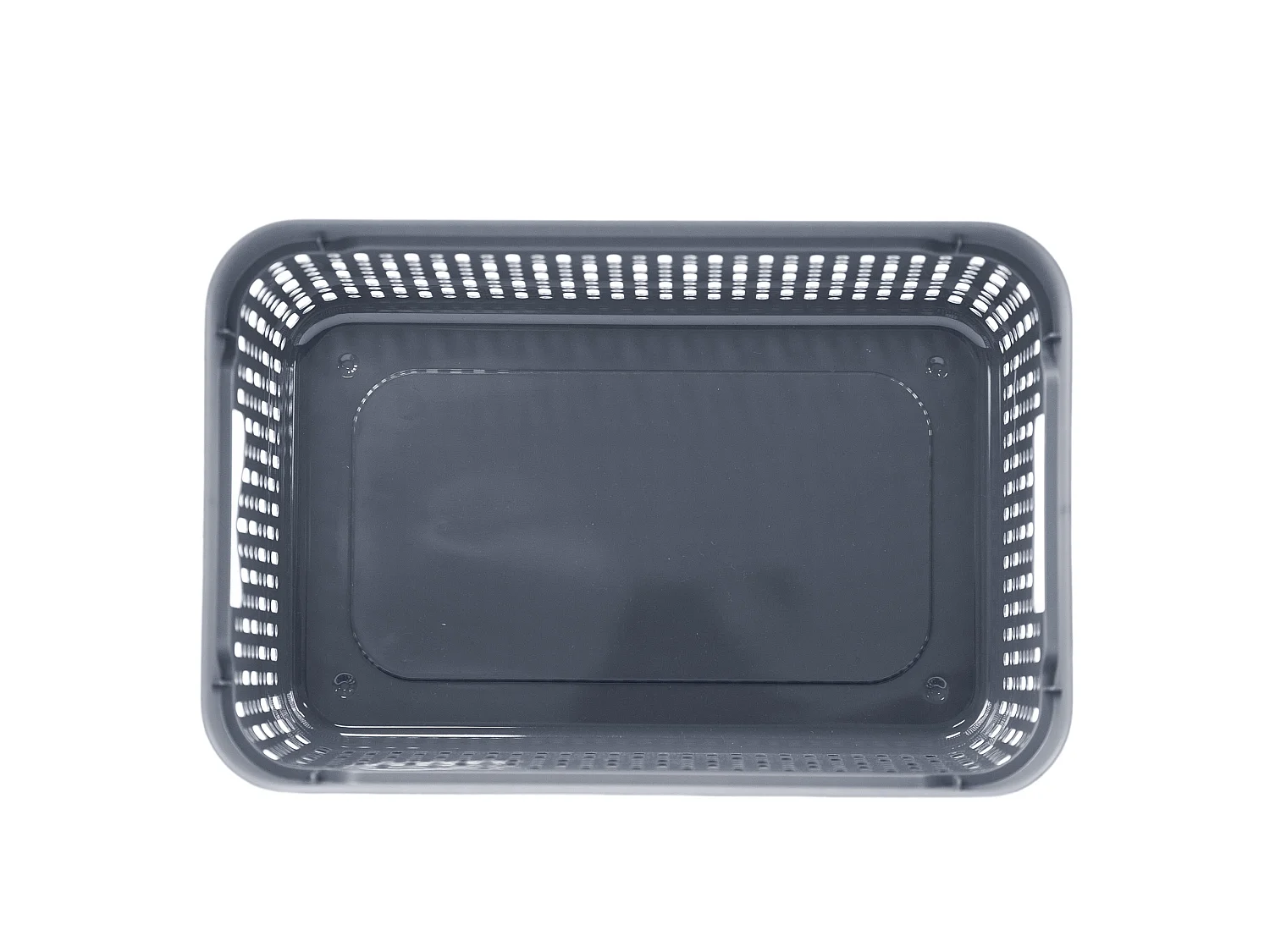 Panier ajouré en plastique pour cosmétiques avec couvercle gris 30x20x12 cm