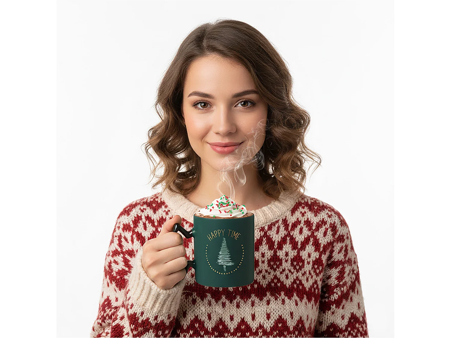 Mug de Noël avec anse étoile en porcelaine blanche 380 ml 85x100 mm