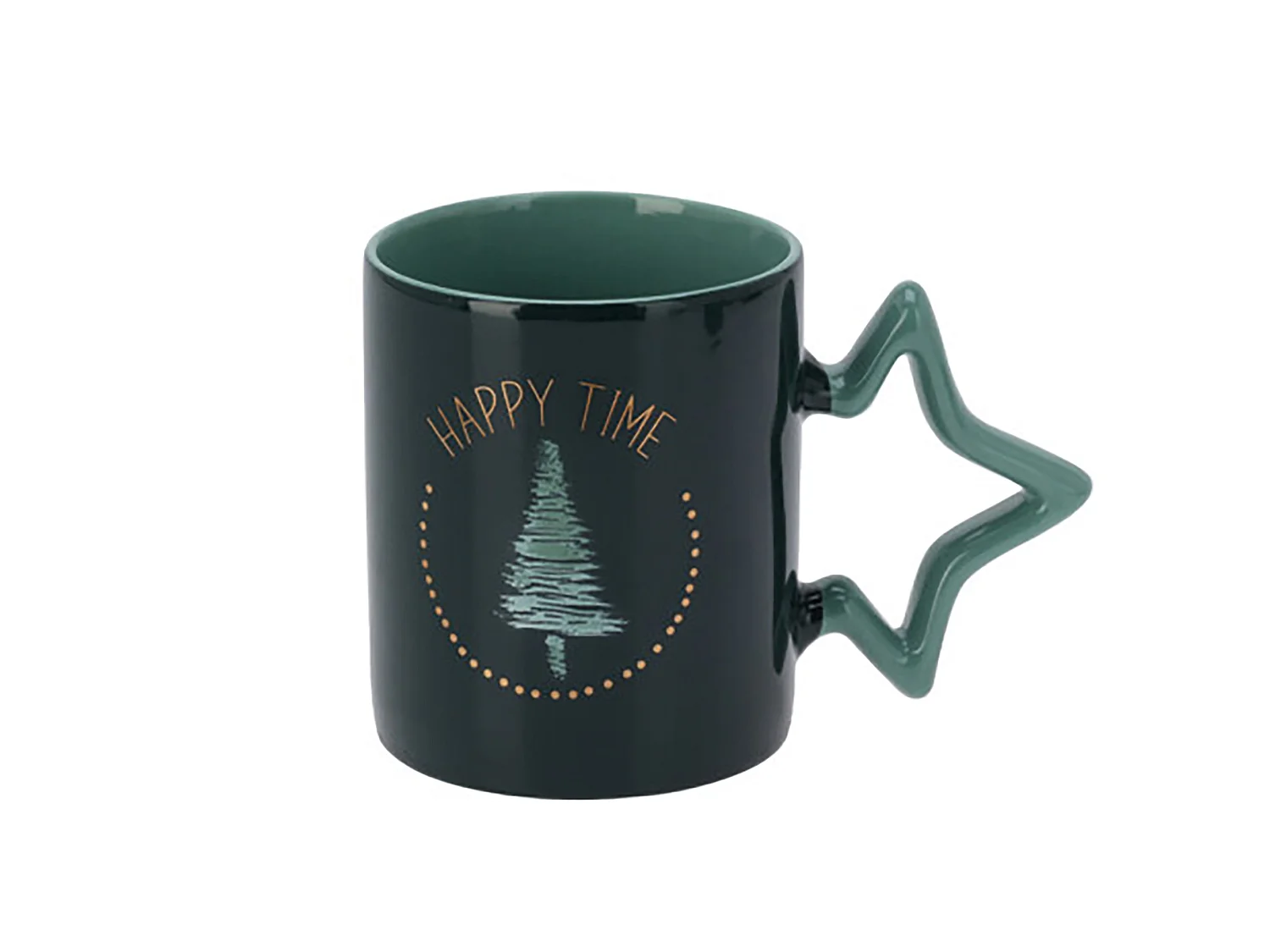Mug de Noël avec anse étoile en porcelaine blanche 380 ml 85x100 mm