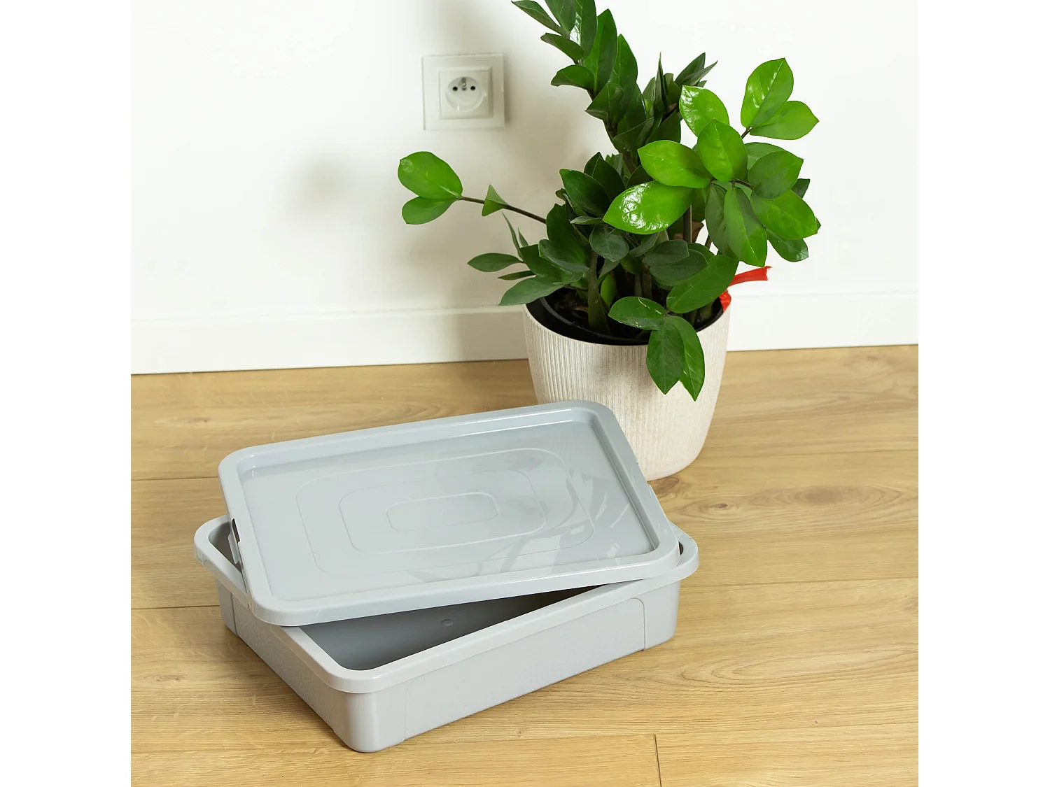Boîte de rangement en plastique avec couvercle MultiBox, décoratif, gris, 40x33x10 cm