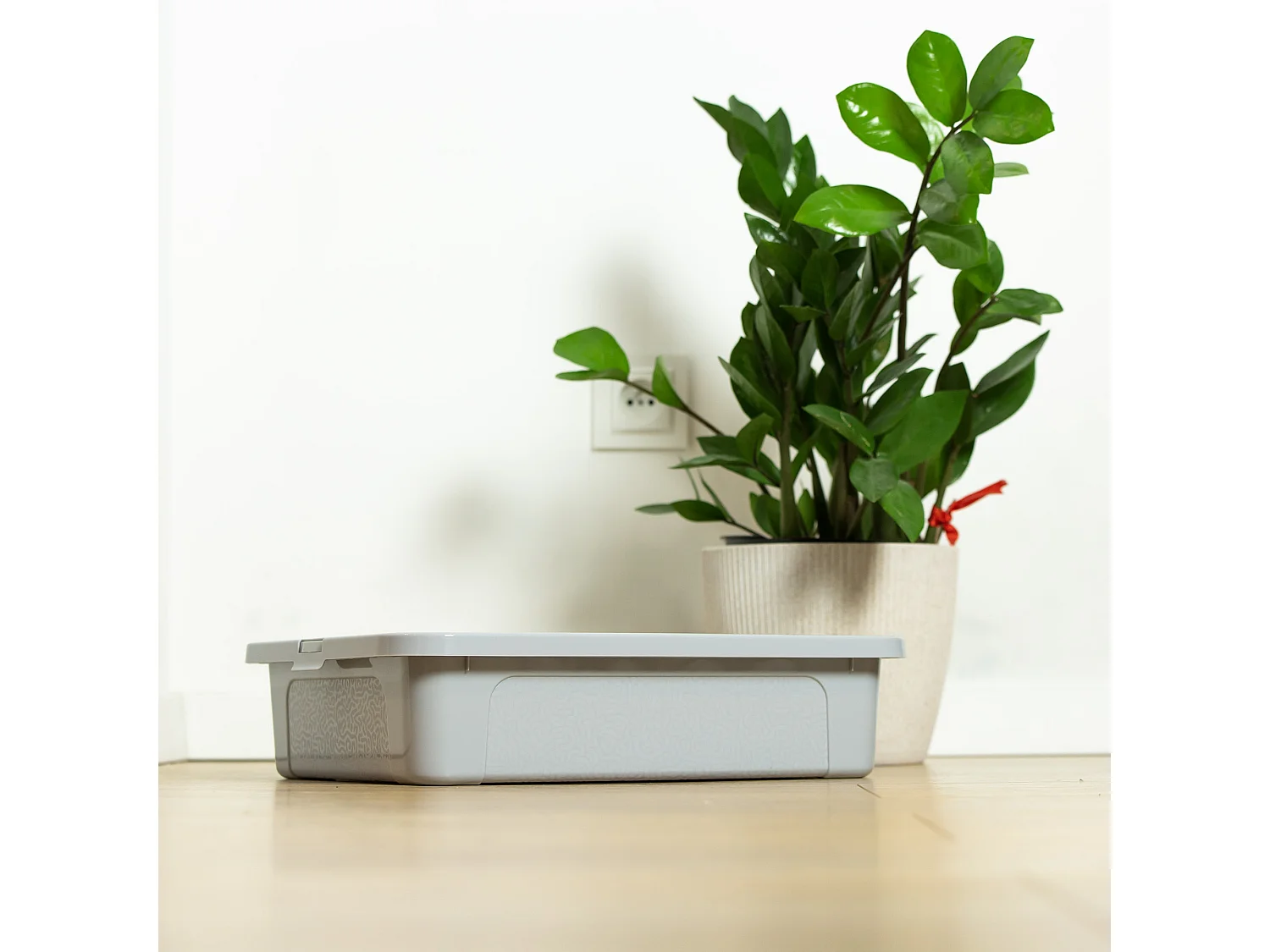 Boîte de rangement en plastique avec couvercle MultiBox, décoratif, gris, 40x33x10 cm