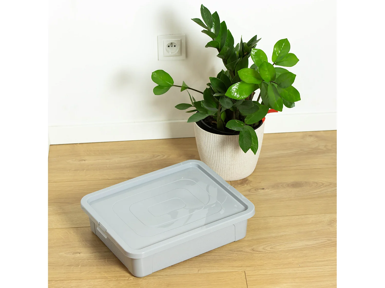 Boîte de rangement en plastique avec couvercle MultiBox, décoratif, gris, 40x33x10 cm