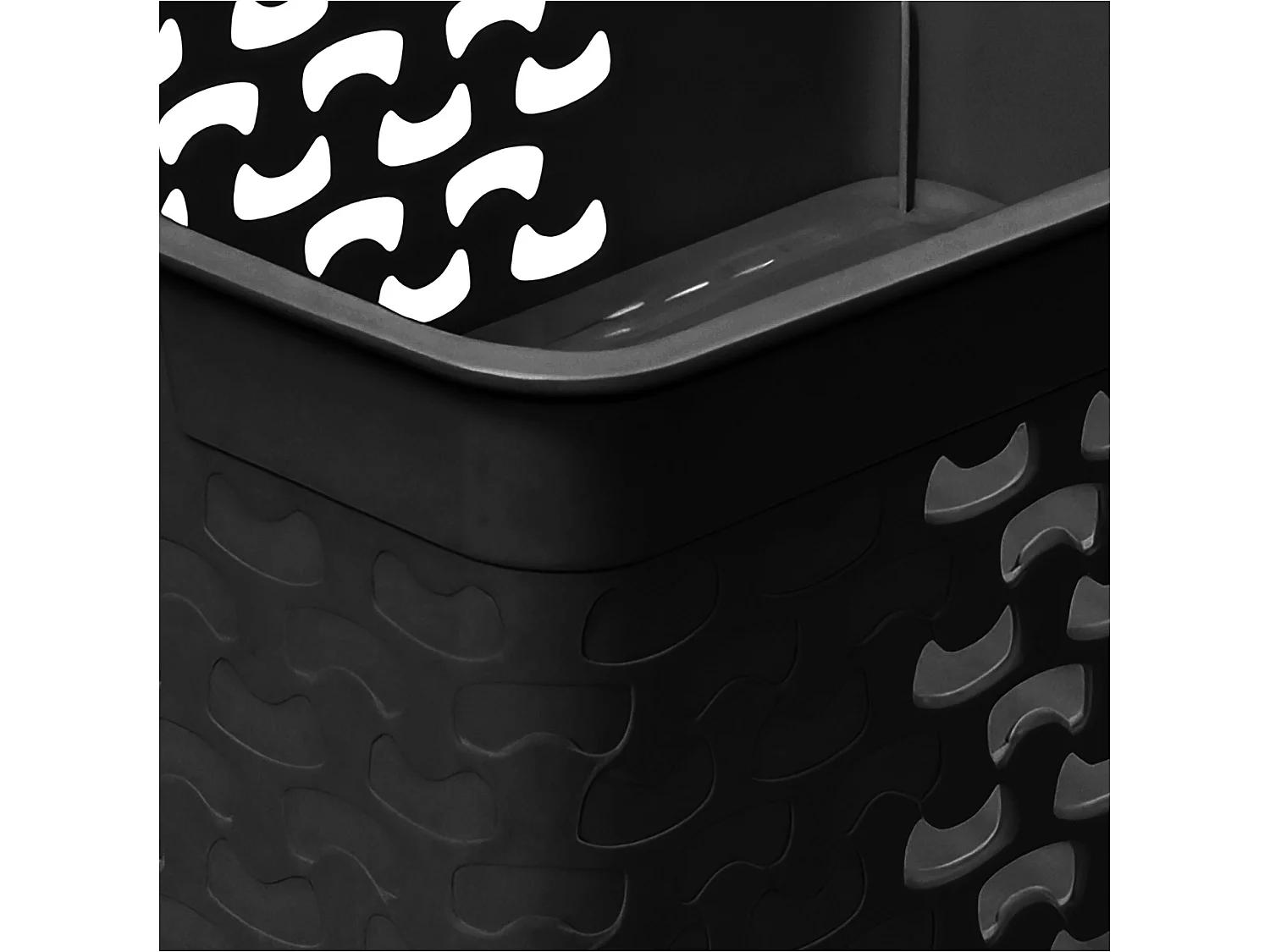 Panier ajouré de rangement en plastique gris 33x25,2x14,9 cm