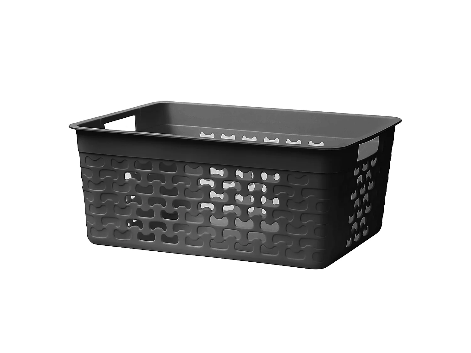 Panier ajouré de rangement en plastique gris 33x25,2x14,9 cm