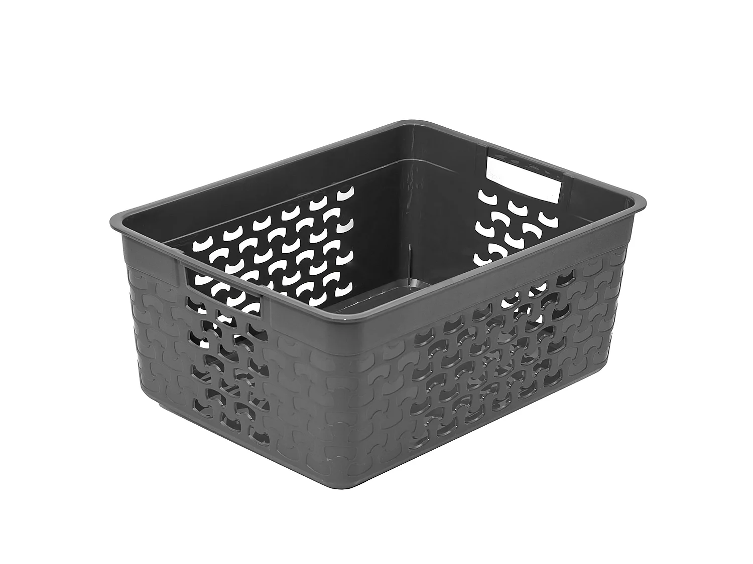 Panier ajouré de rangement en plastique gris 33x25,2x14,9 cm