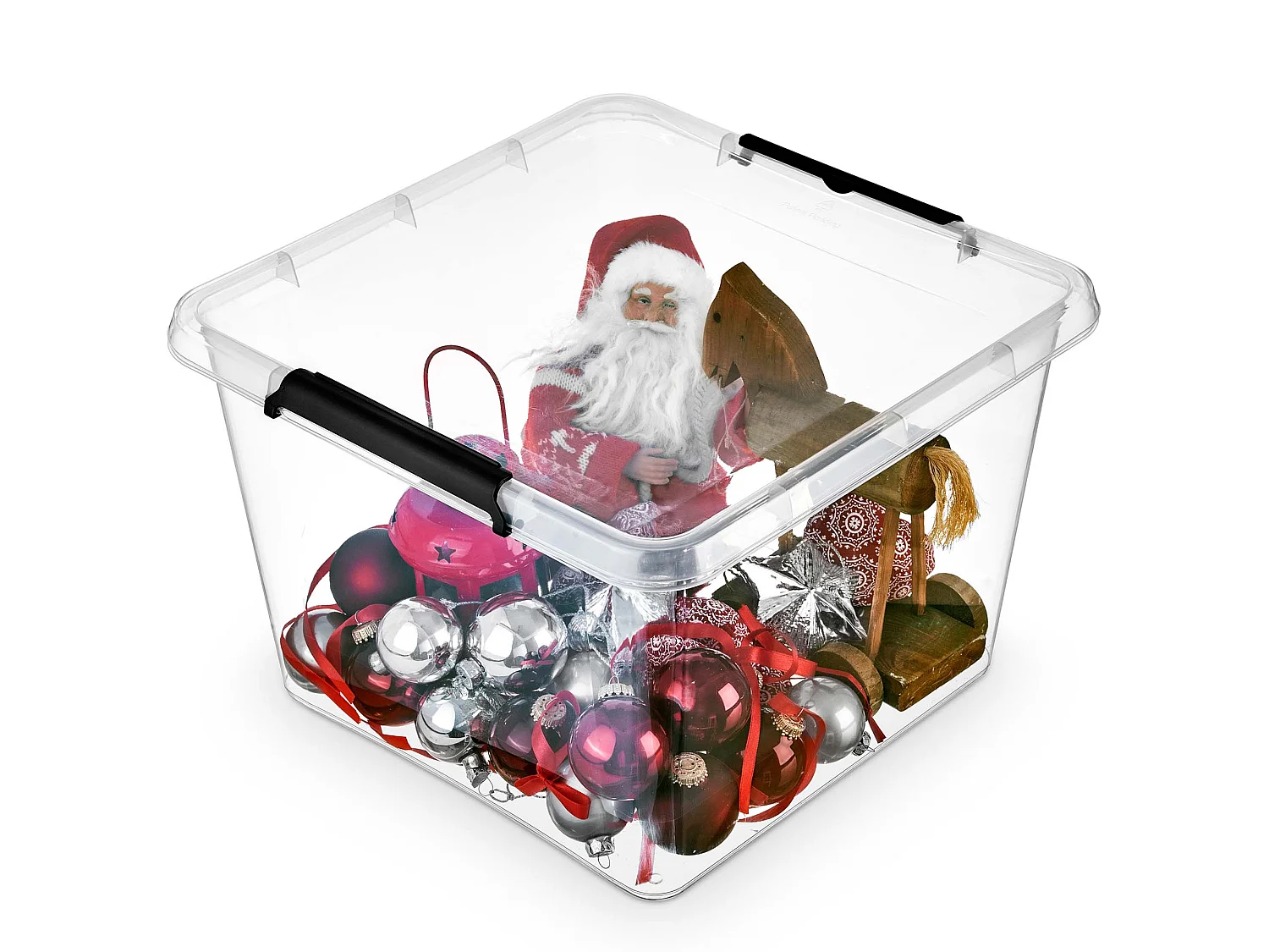 Boîte de rangement en plastique avec couvercle transparente polypropylène noir 39x39x26,5 cm