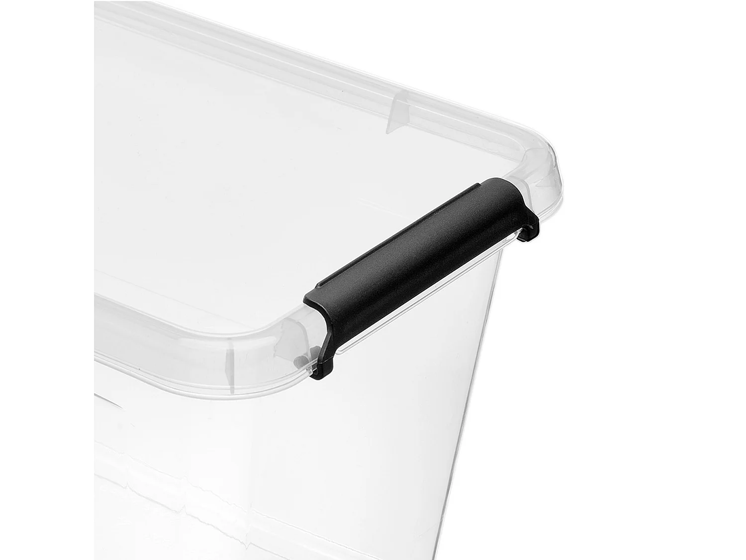 Boîte de rangement en plastique avec couvercle transparente polypropylène noir 39x39x26,5 cm