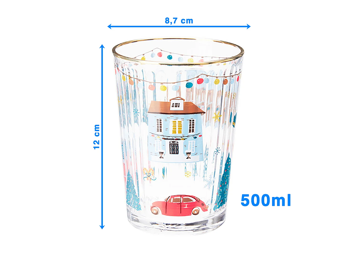 Verre de Noël décoratif en verre doré 500 ml Ø 87 x 120 mm