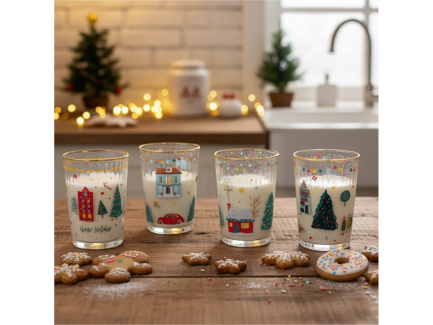 Verre de Noël décoratif en verre doré 500 ml Ø 87 x 120 mm