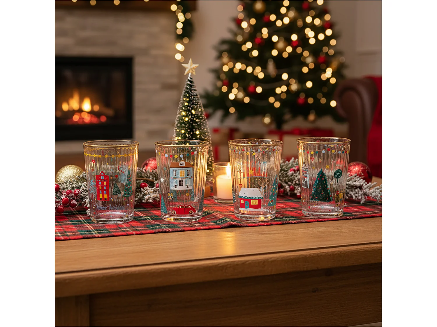 Verre de Noël décoratif en verre doré 500 ml Ø 87 x 120 mm