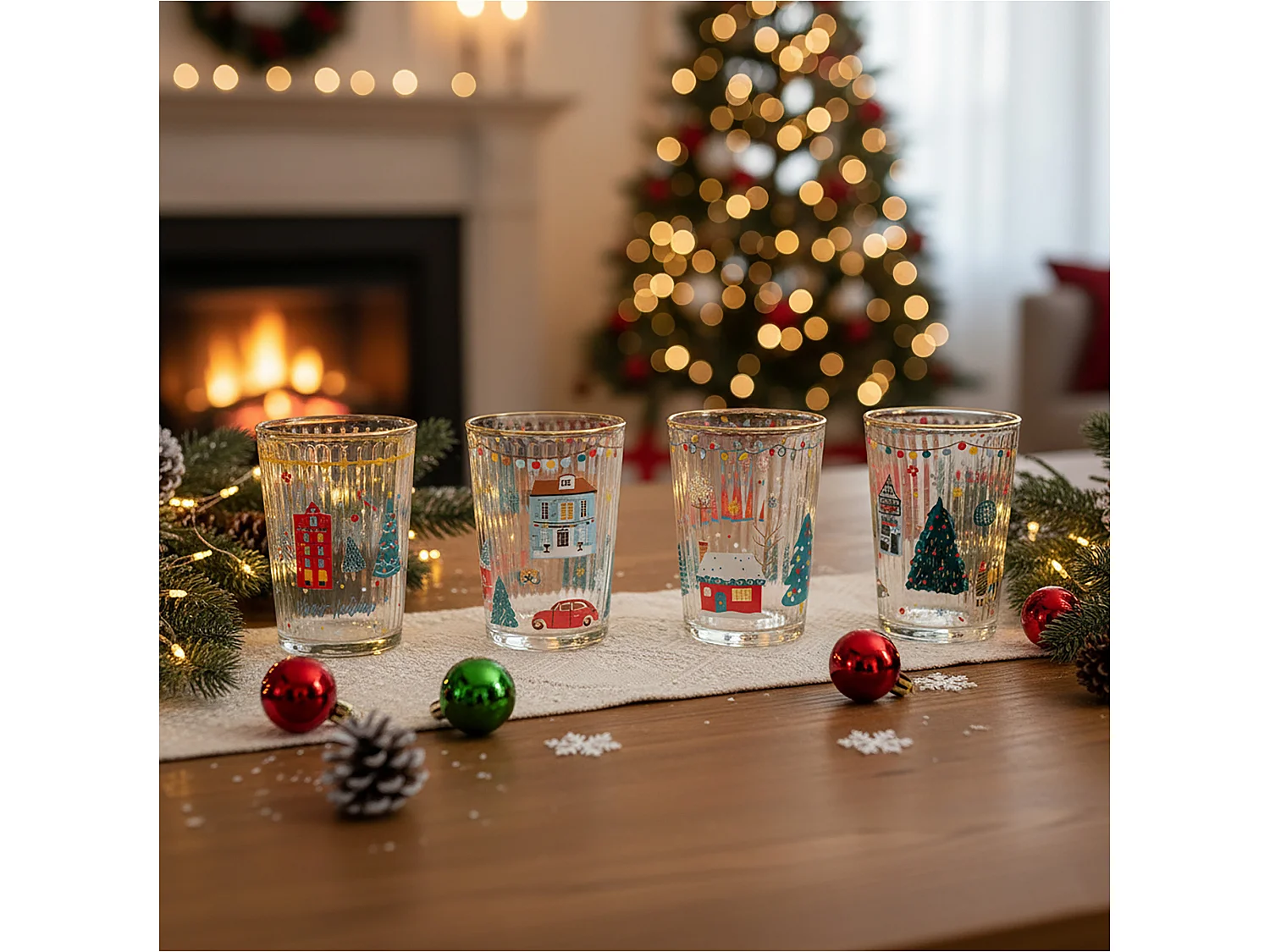 Verre de Noël décoratif en verre doré 500 ml Ø 87 x 120 mm