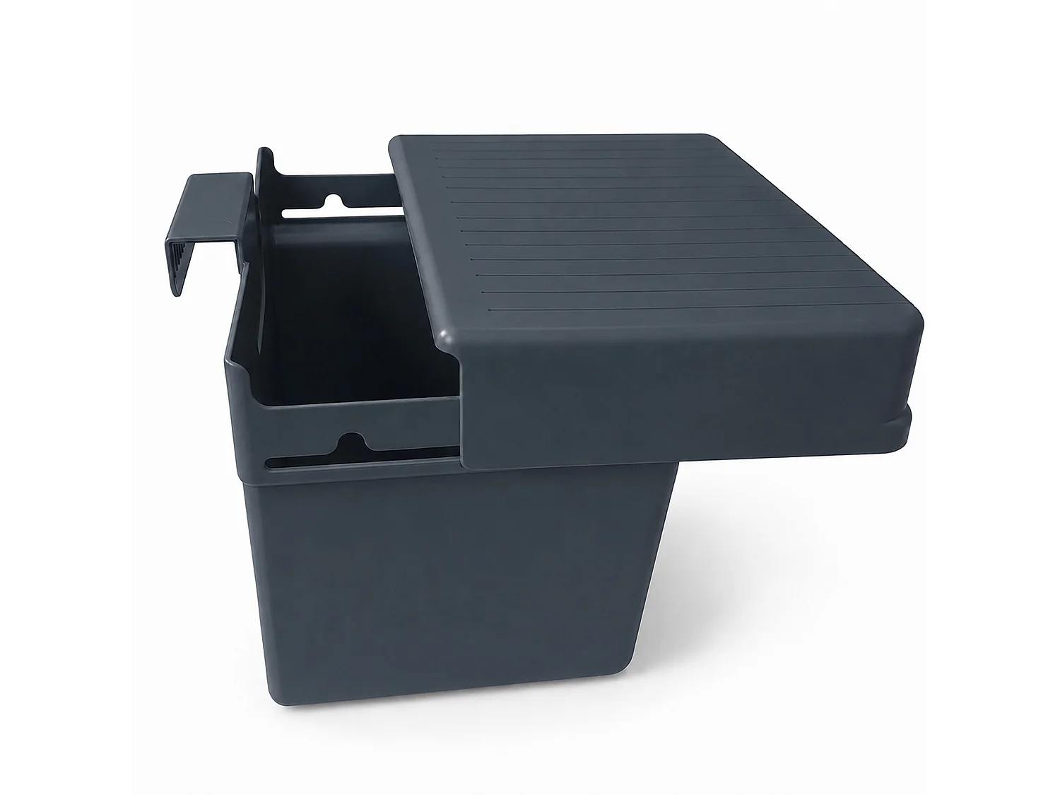 Poubelle de cuisine suspendue en plastique gris foncé 21x17x14,5 cm