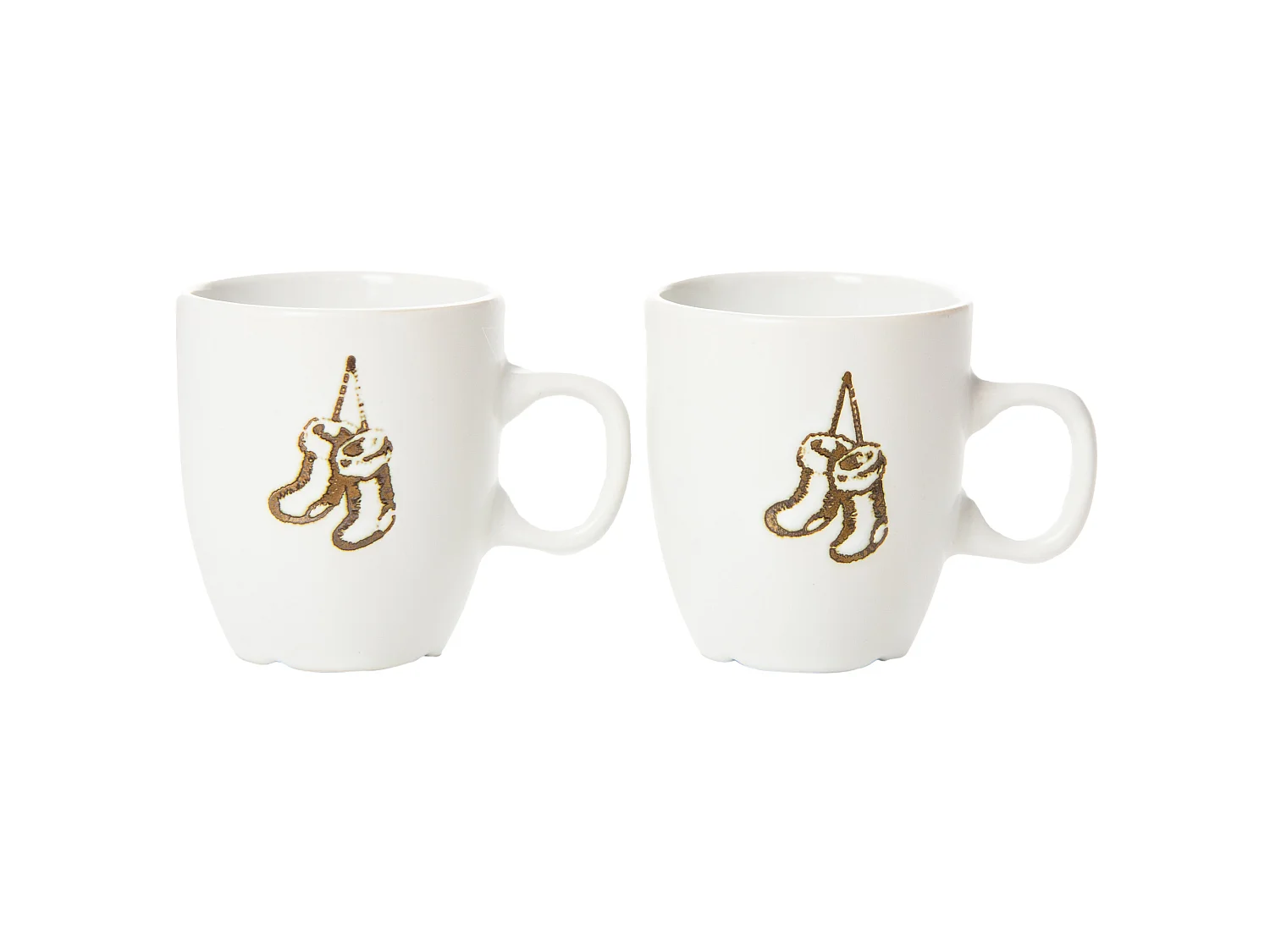 Set 2 tazze natalizie con calze in ceramica bianca 150 ml 7x9,5x7,5 cm