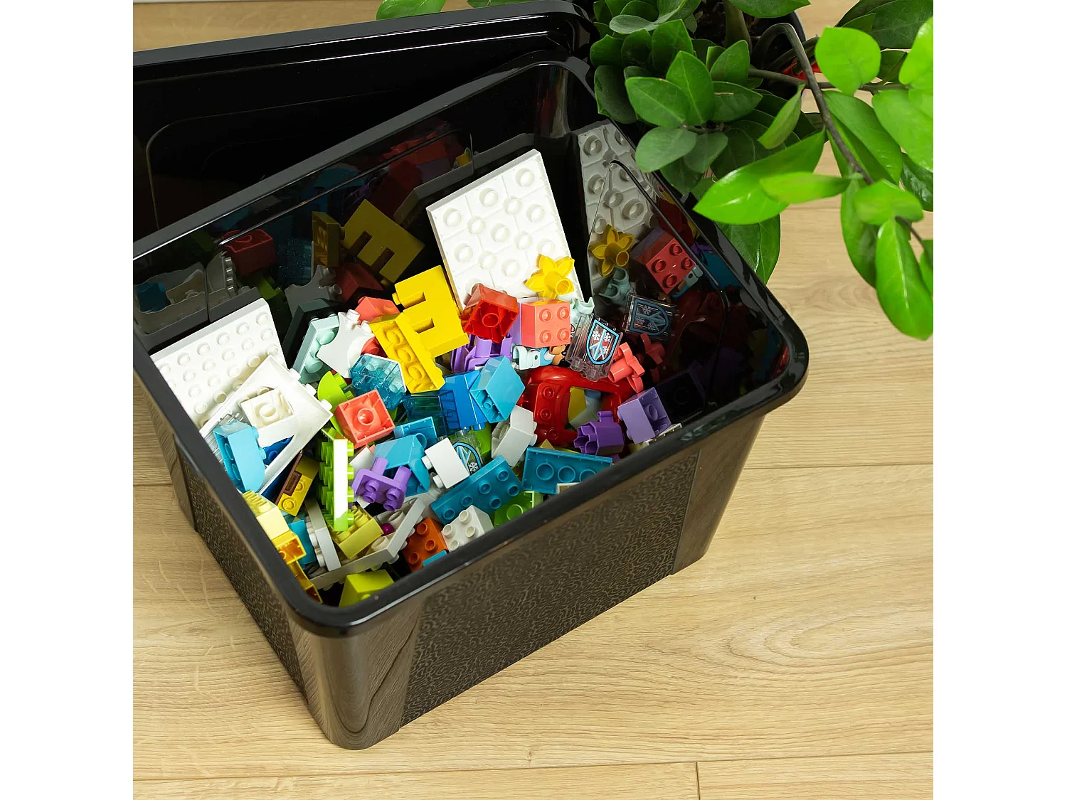 Boîte de rangement en plastique avec couvercle MultiBox, noire, 40x33x30 cm, 30 L