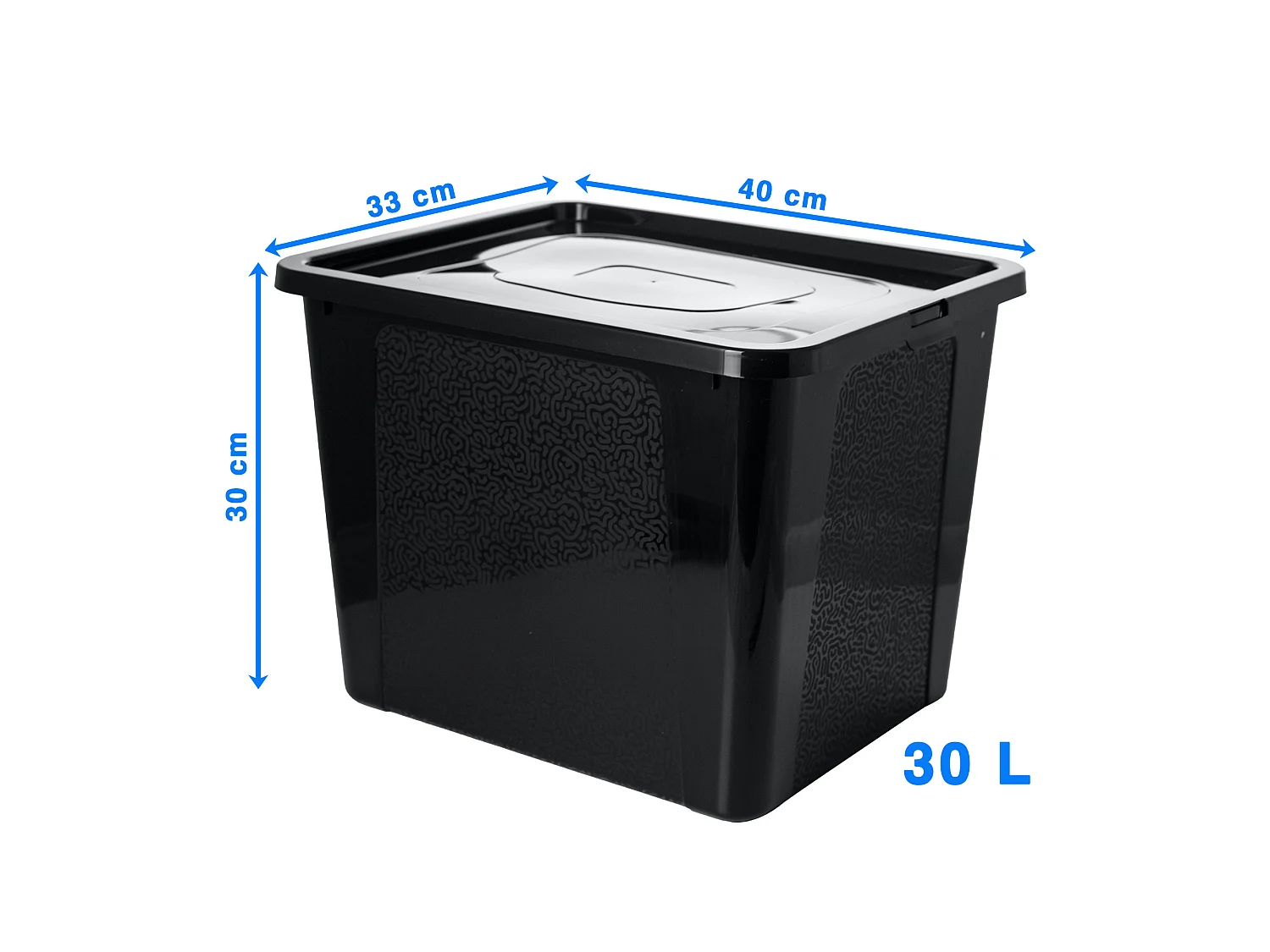 Boîte de rangement en plastique avec couvercle MultiBox, noire, 40x33x30 cm, 30 L