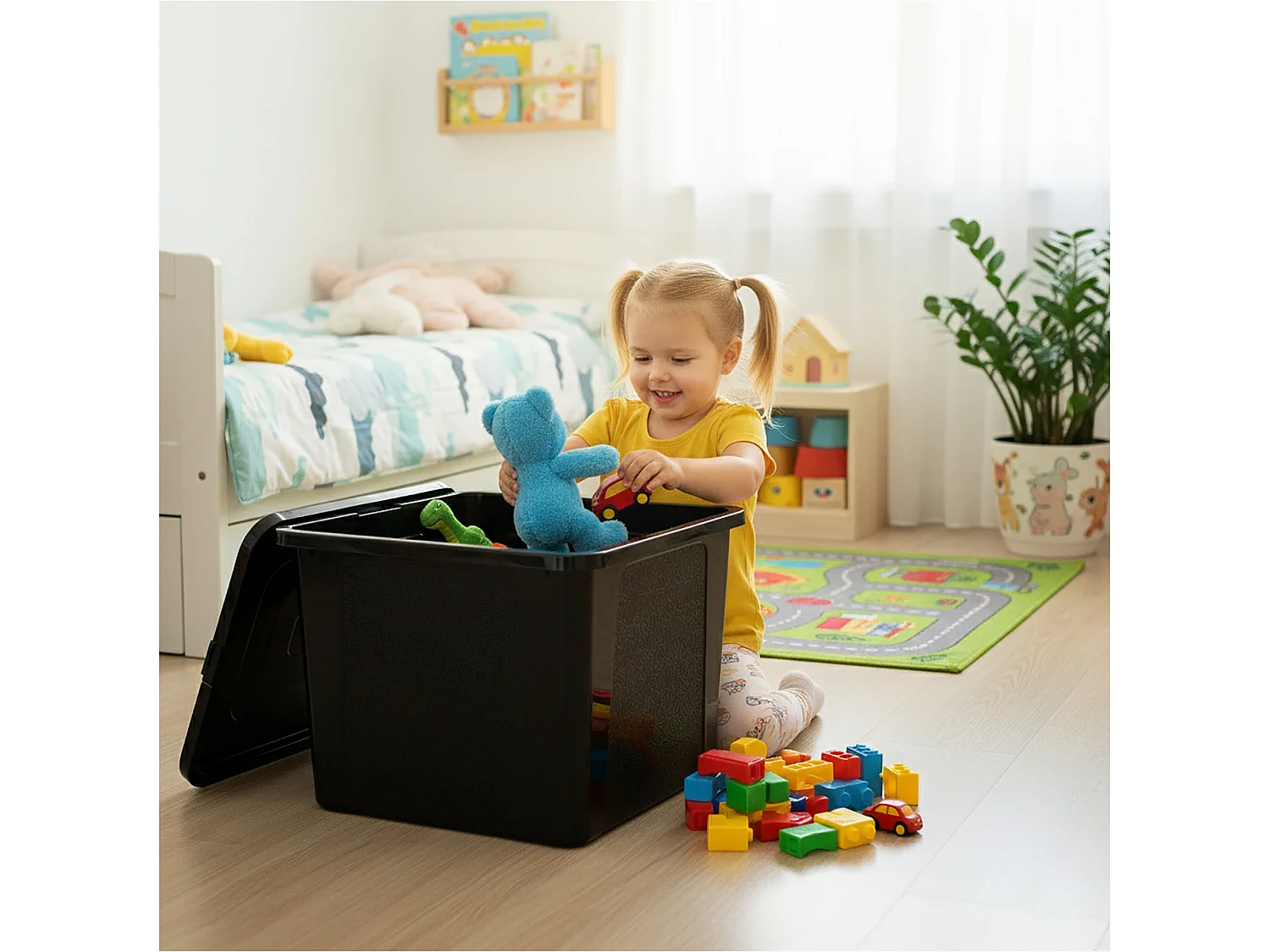 Boîte de rangement en plastique avec couvercle MultiBox, noire, 40x33x30 cm, 30 L
