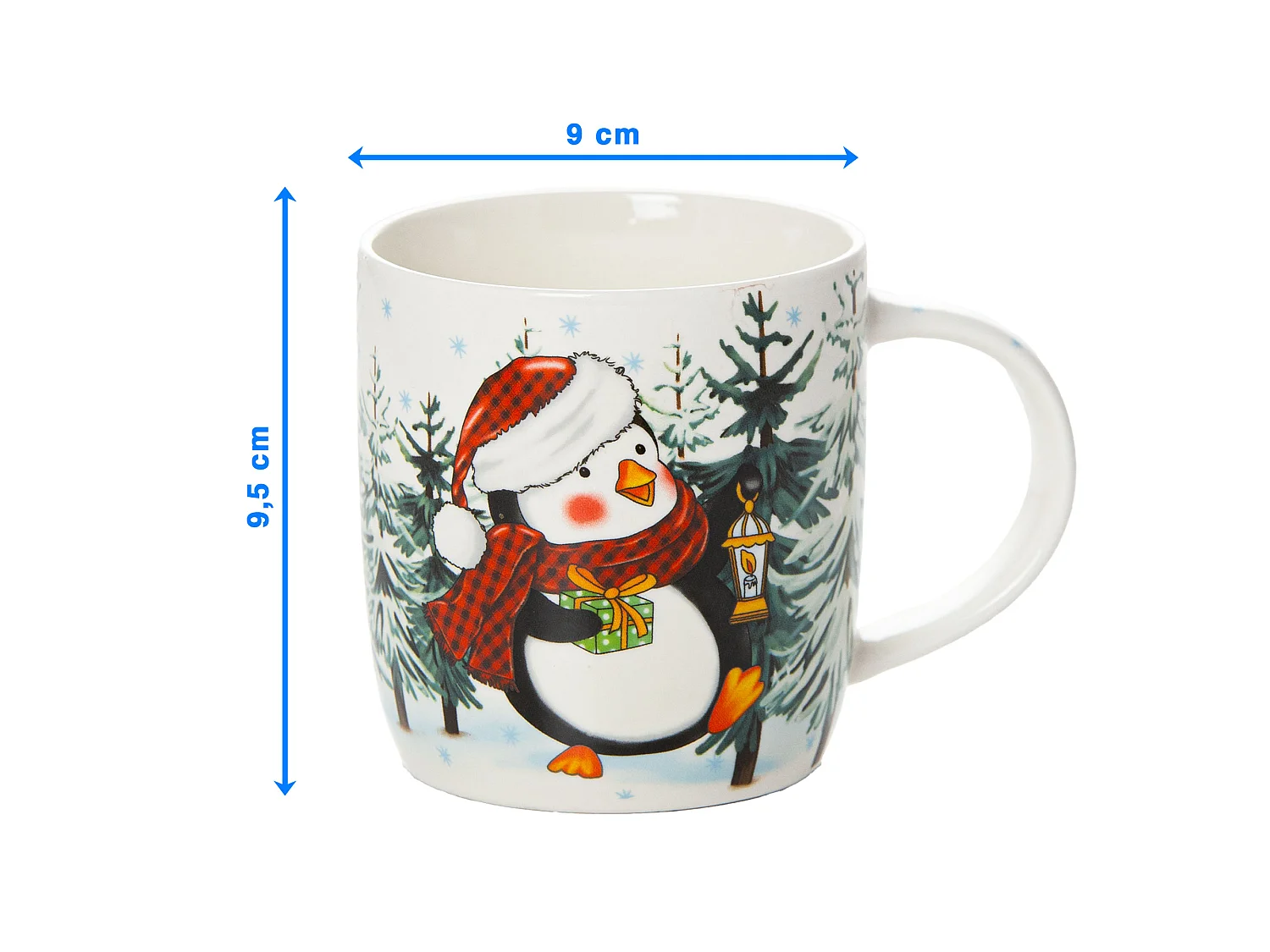 Tazza natalizia regalo in ceramica bianca 370 ml 9,5 cm 9 cm pinguino