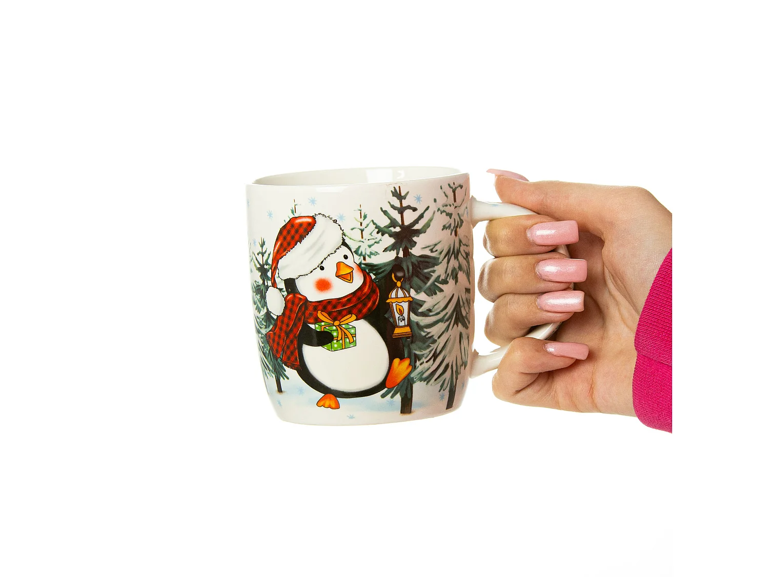 Tazza natalizia regalo in ceramica bianca 370 ml 9,5 cm 9 cm pinguino