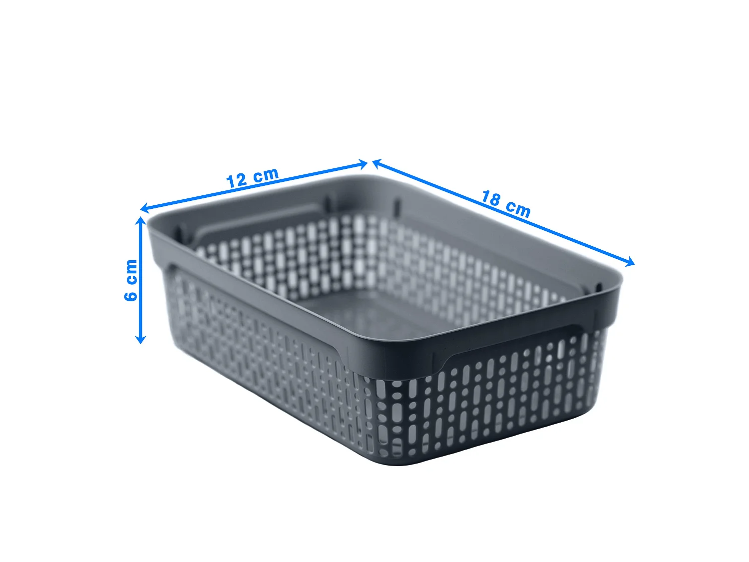 Panier ajouré en plastique pour cosmétiques gris 18x12x6 cm