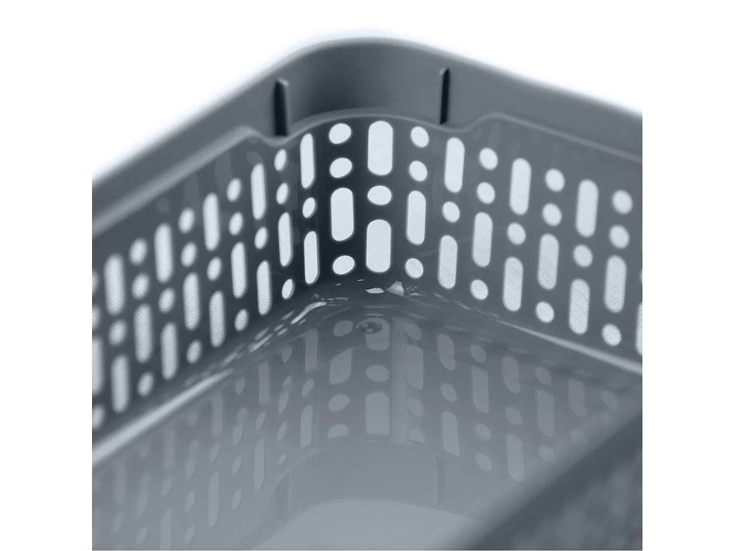 Panier ajouré en plastique pour cosmétiques gris 18x12x6 cm