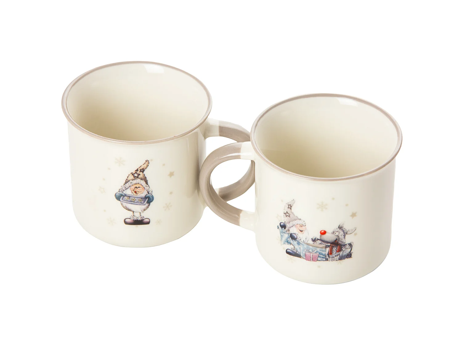 Set di tazze natalizie con Babbo Natale in porcellana bianco 2 pz 320 ml