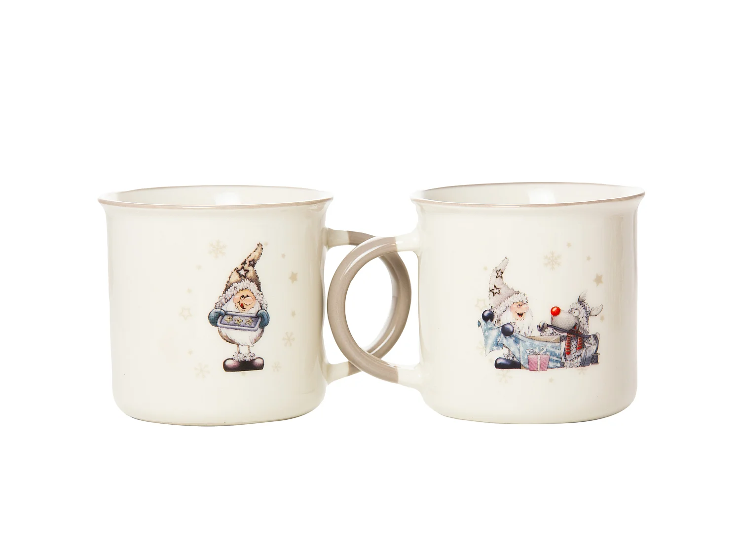 Set di tazze natalizie con Babbo Natale in porcellana bianco 2 pz 320 ml