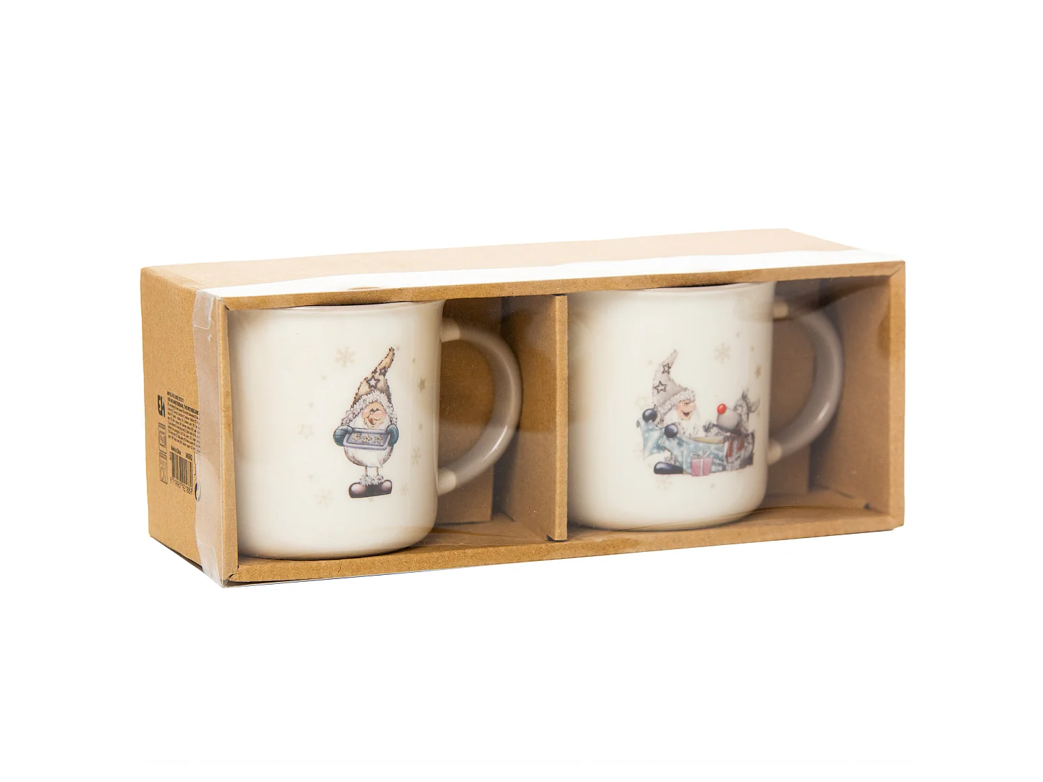 Set di tazze natalizie con Babbo Natale in porcellana bianco 2 pz 320 ml