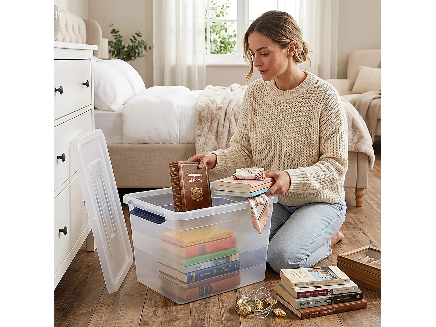 Boîte de rangement en plastique transparente 20 L 39x29x27 cm