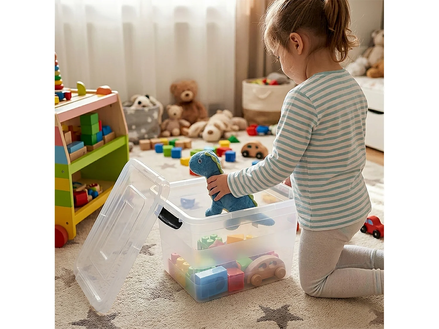 Boîte de rangement en plastique transparente 20 L 39x29x27 cm