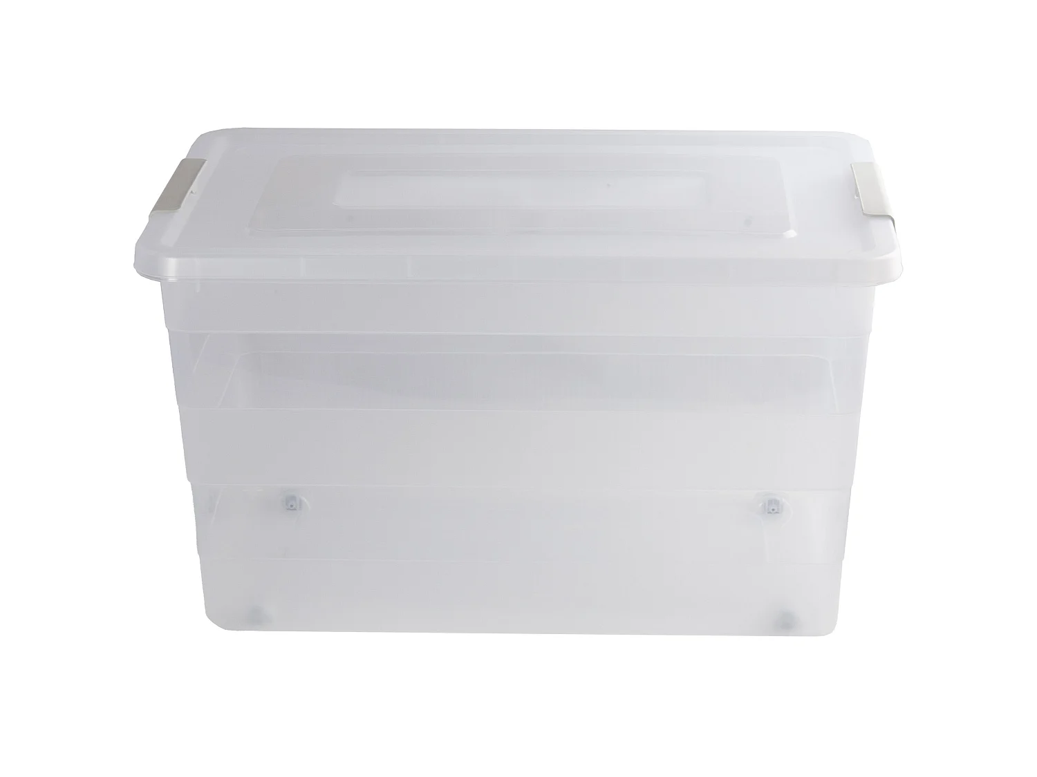 Boîte de rangement en plastique transparente avec couvercle et roulettes 55 l 58,5x38,5x33,1 cm
