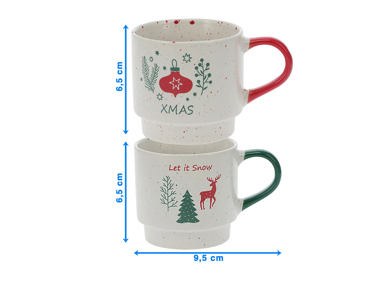 Mug de Noël avec anse en grès blanc XMAS 350 ml 95x65 mm