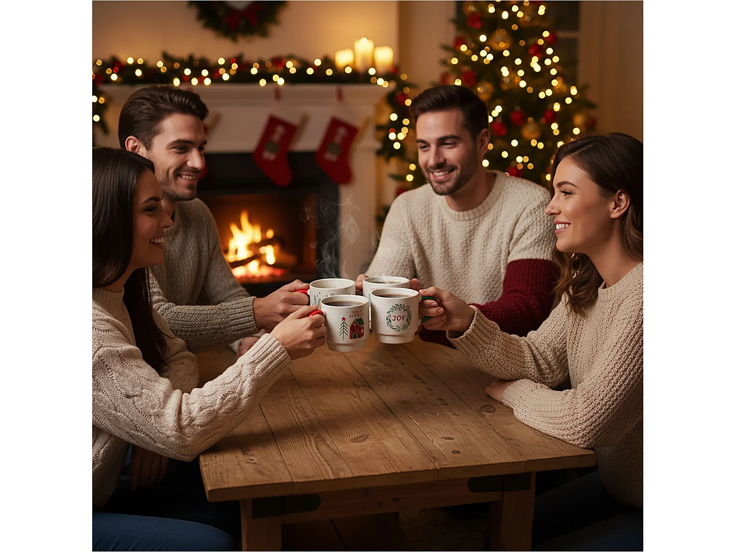Mug de Noël avec anse en grès blanc XMAS 350 ml 95x65 mm