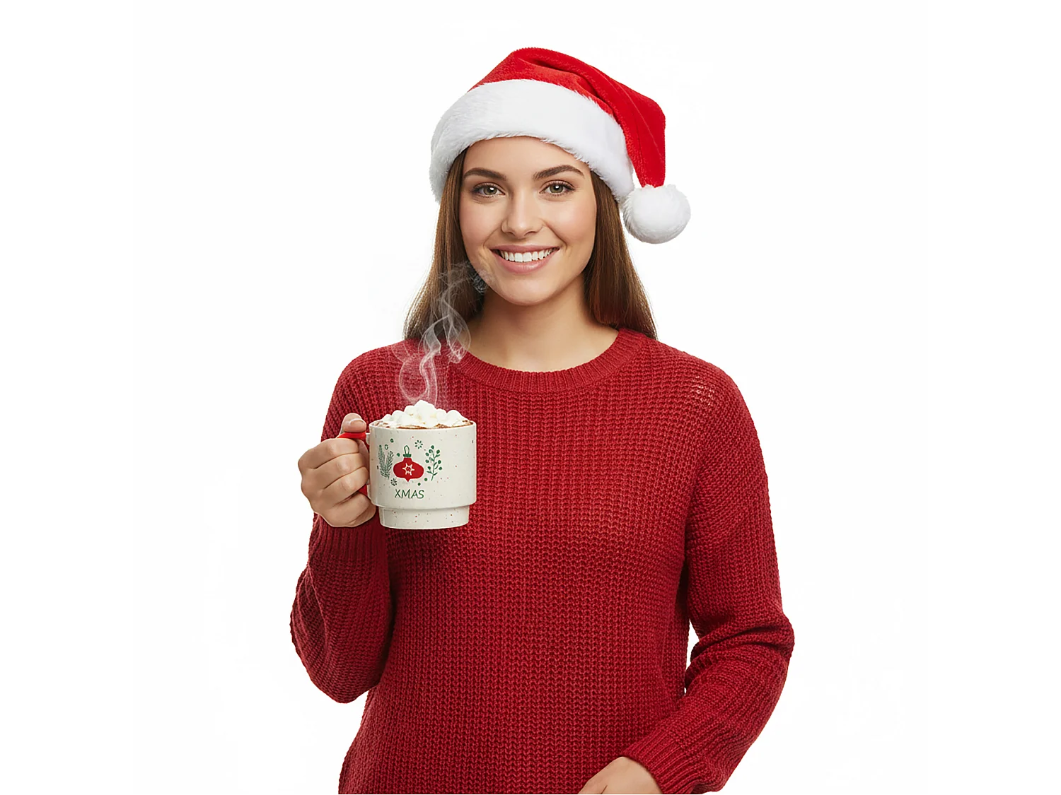 Mug de Noël avec anse en grès blanc XMAS 350 ml 95x65 mm