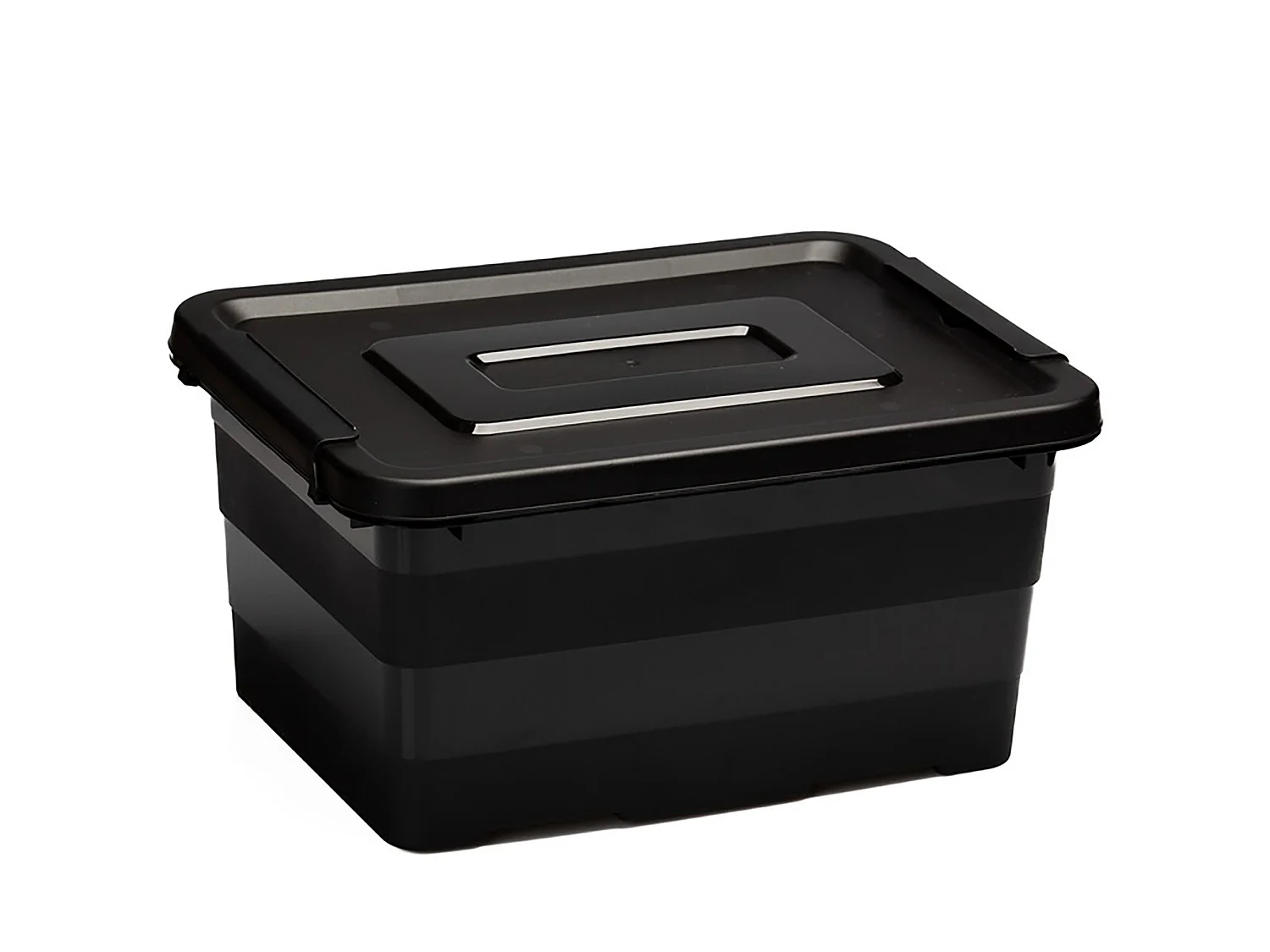Boîte de rangement en plastique 15 L avec couvercle, noire, 39x29x19,5 cm