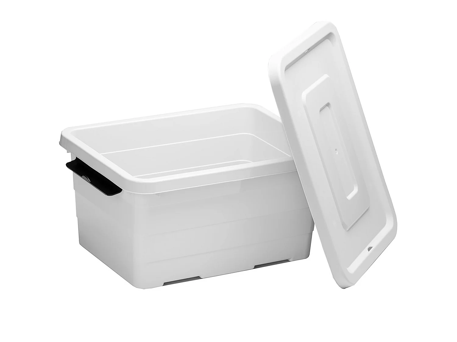 Boîte de rangement en plastique avec couvercle et clips, gris clair, 15 L, 39x29x19,5 cm