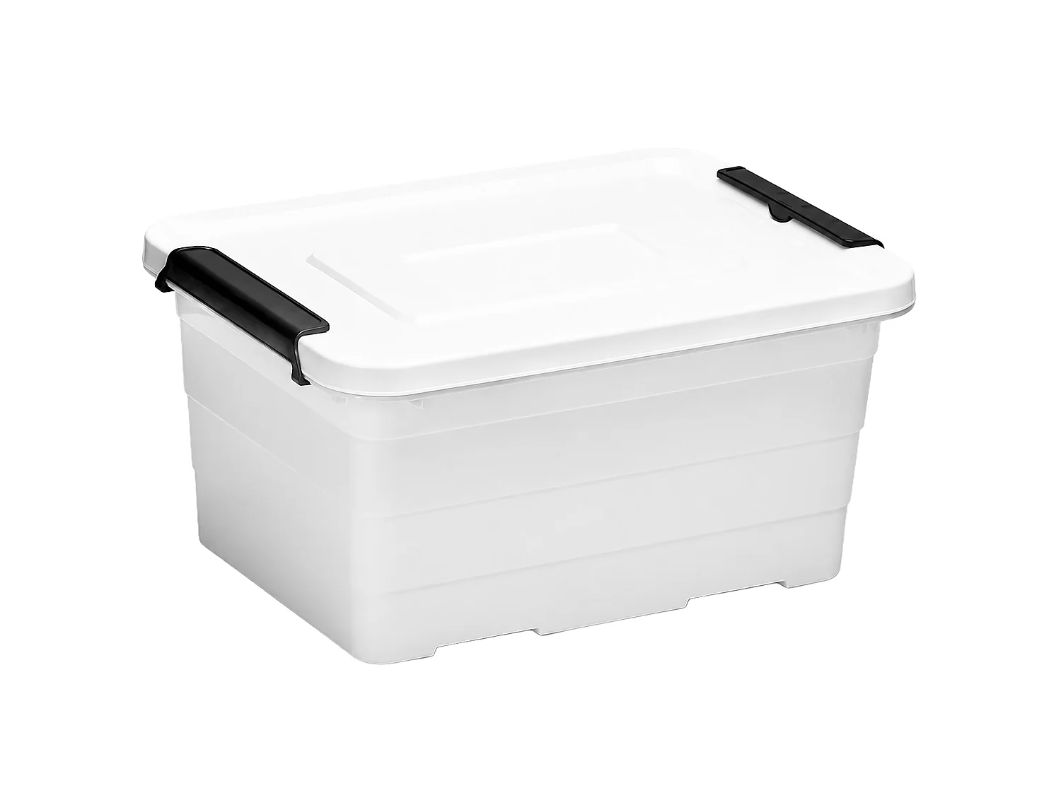 Boîte de rangement en plastique avec couvercle et clips, gris clair, 15 L, 39x29x19,5 cm