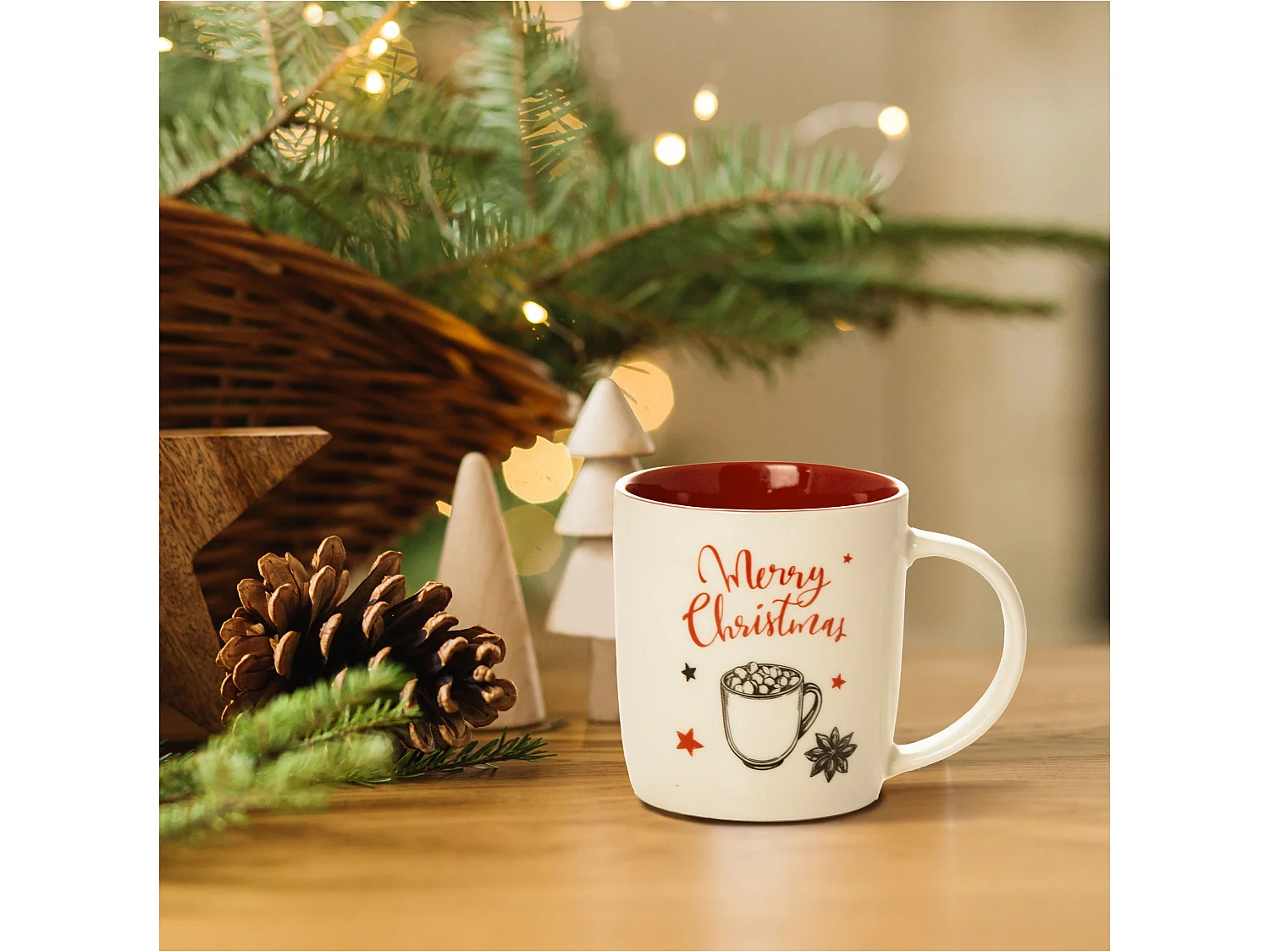 Mug de Noël cadeau en céramique blanc 370 ml 9,5 cm 9 cm