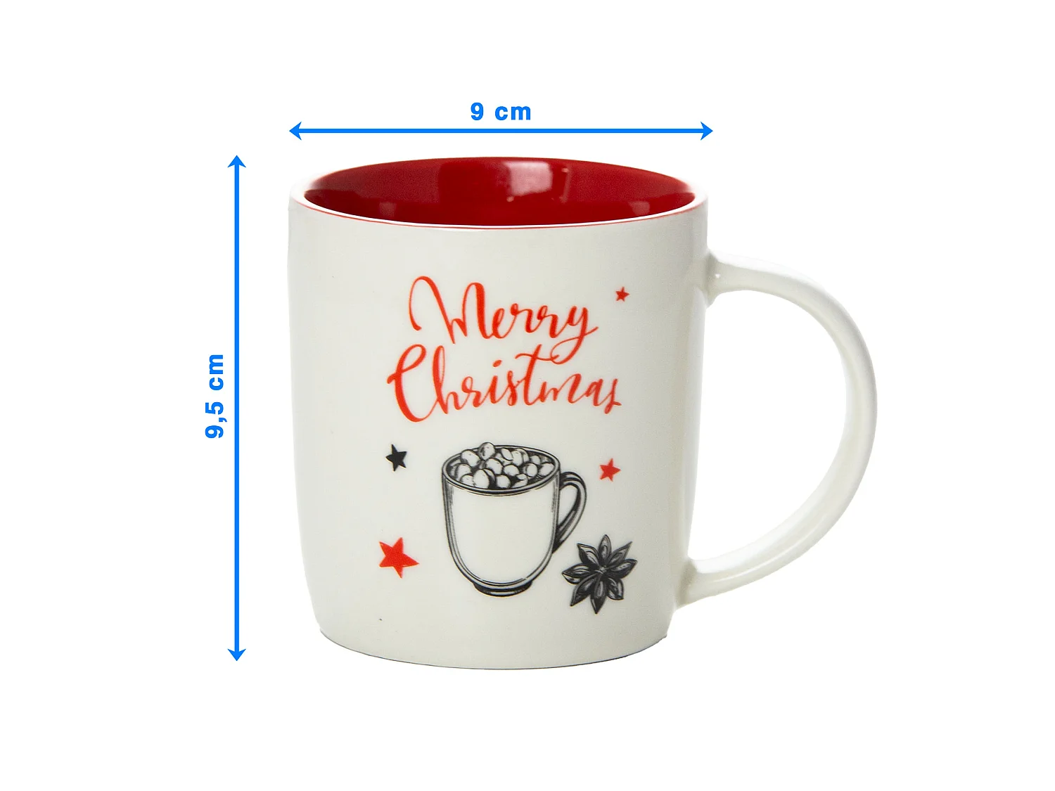 Mug de Noël cadeau en céramique blanc 370 ml 9,5 cm 9 cm