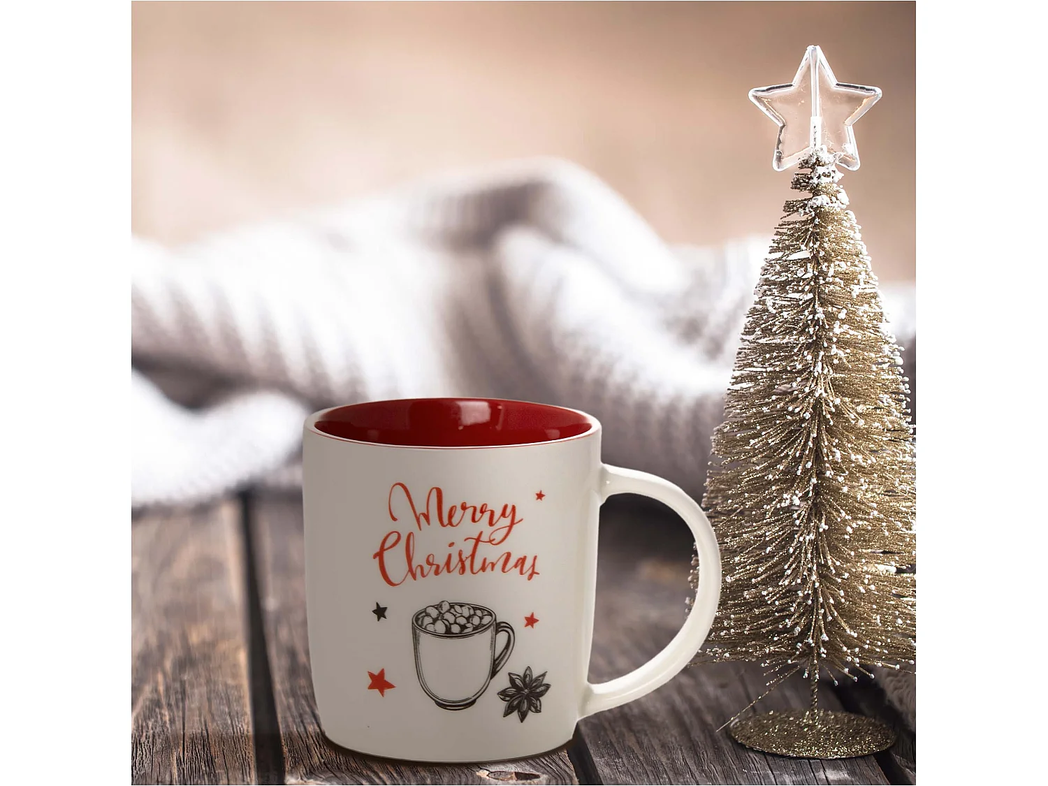 Mug de Noël cadeau en céramique blanc 370 ml 9,5 cm 9 cm