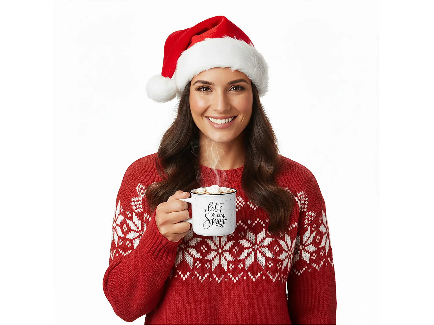 Tasse de Noël en grès blanche 285 ml 9,5x8 cm